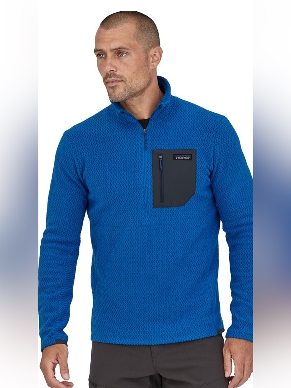 Patagonia R1 Air Zip -Neck Men's Blue Textured Half-Zip Pullover Sz XL
